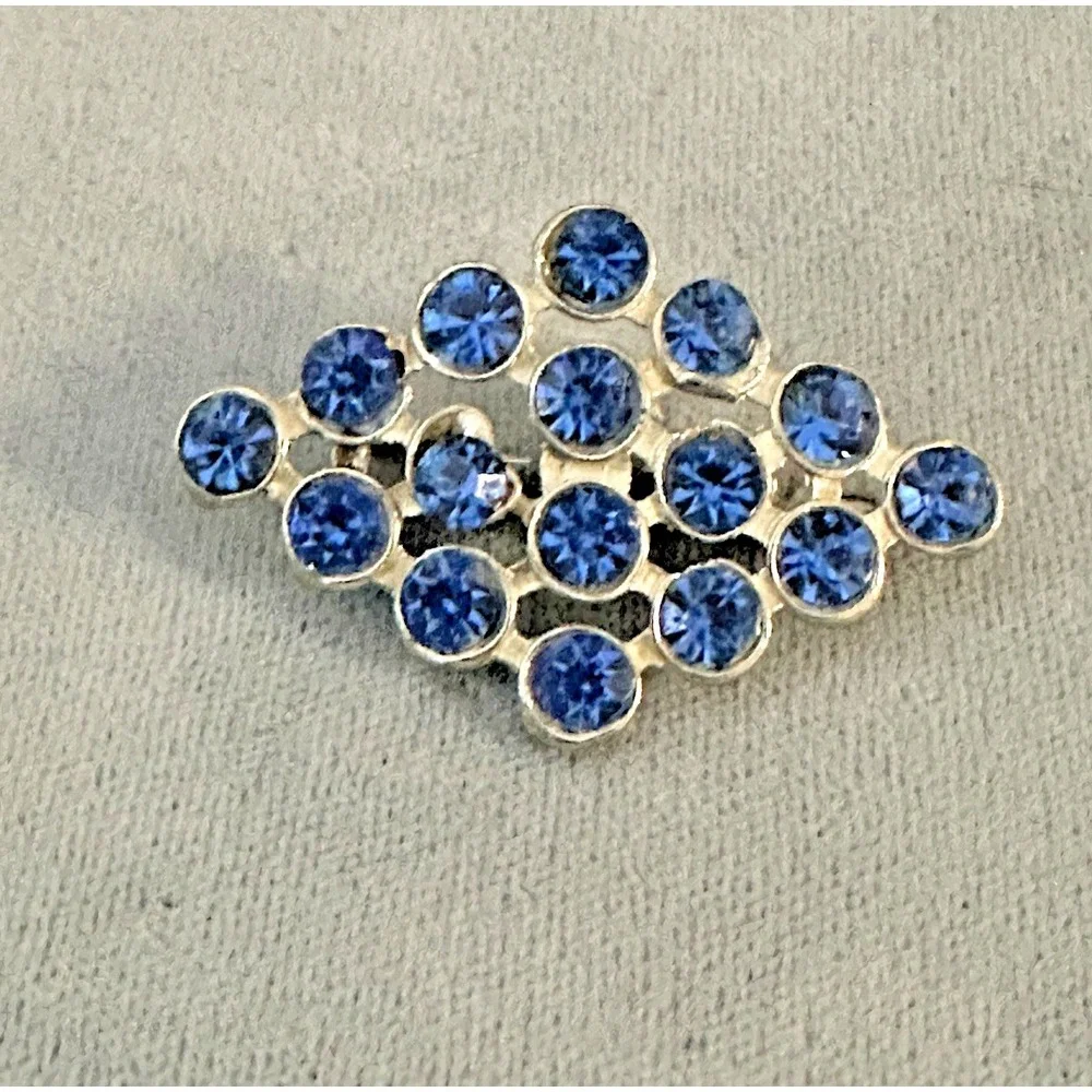 Vintage Blue Rhinestone Diamond Shaped Brooch